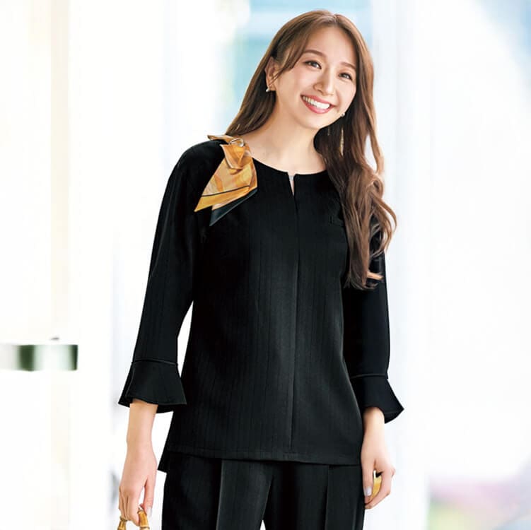 カーシーカシマ EWT1011 プルオーバー 販売員制服 七分袖 2WAYストレッチ enjoy オフィスユニフォーム