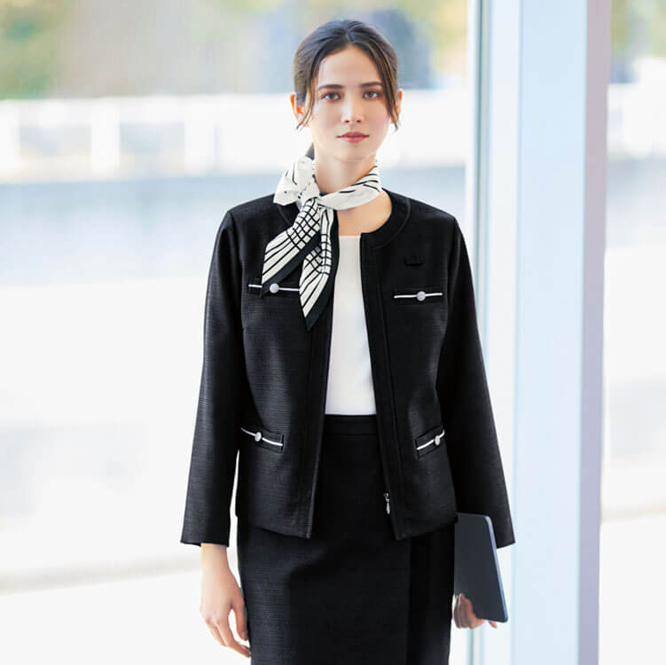 事務服ジャケット・受付対応・ショールーム制服・ホテルフロント・レディース