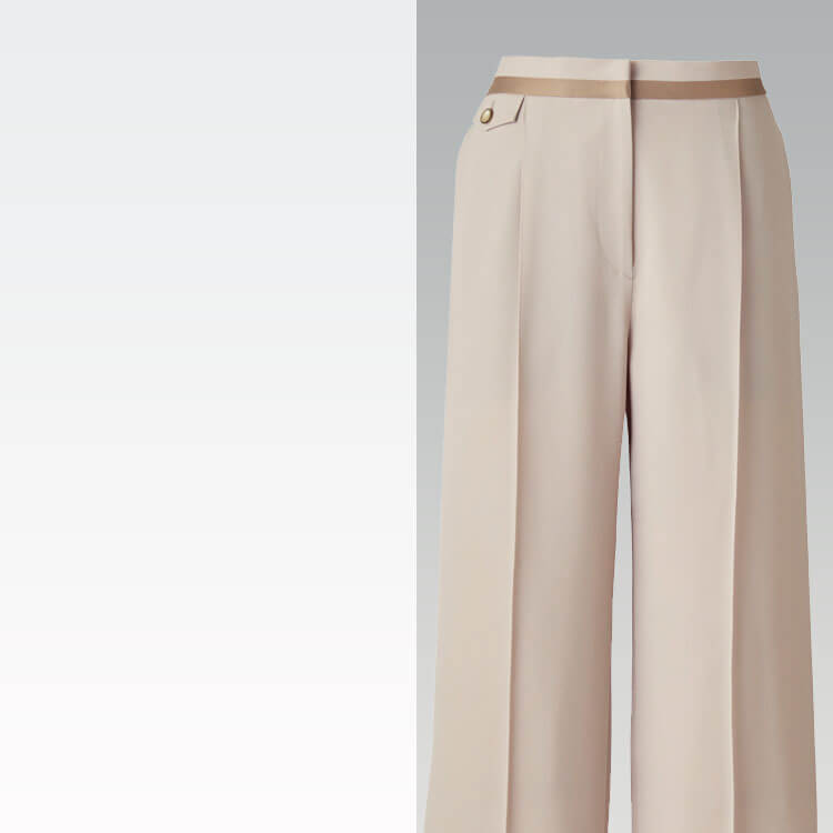 オフィス制服・ワイドパンツ・事務服・接客店員・ストレッチ・女性スタッフ制服 ストレッチ 上品 シルエット【イーユニフォーム】