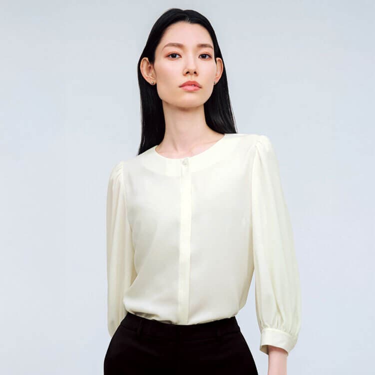 カーシーカシマ NWB079 オフィスブラウス レディース イージケア 企業受付 接客スタッフ制服 ストレッチ 防透