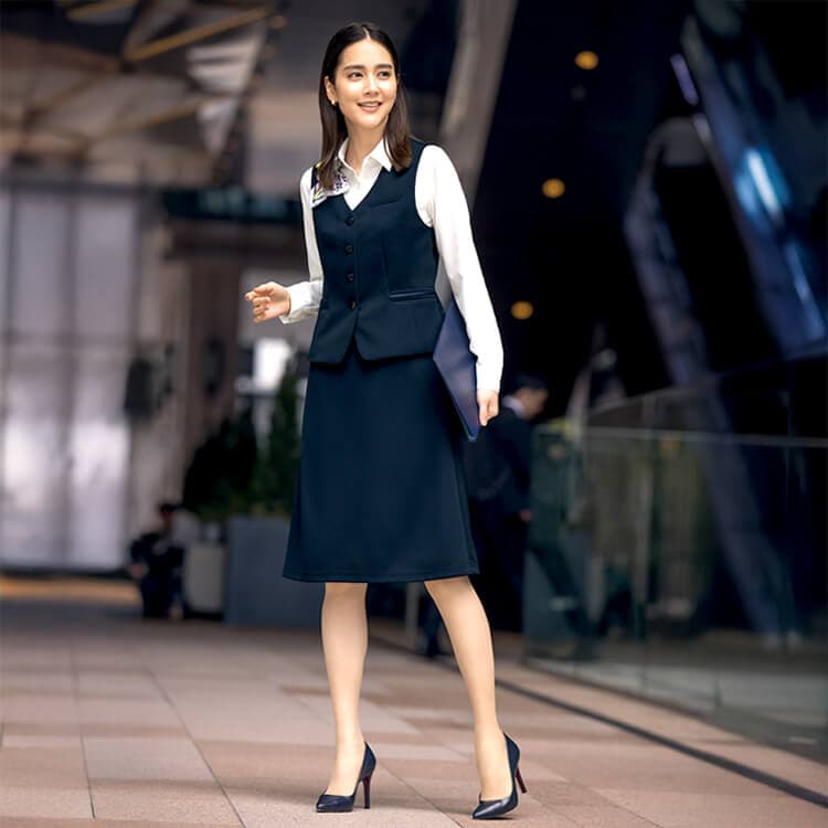 事務服Aラインスカート｜抗菌・消臭・防汚対応のオフィスユニフォーム【e-UNIFORM】