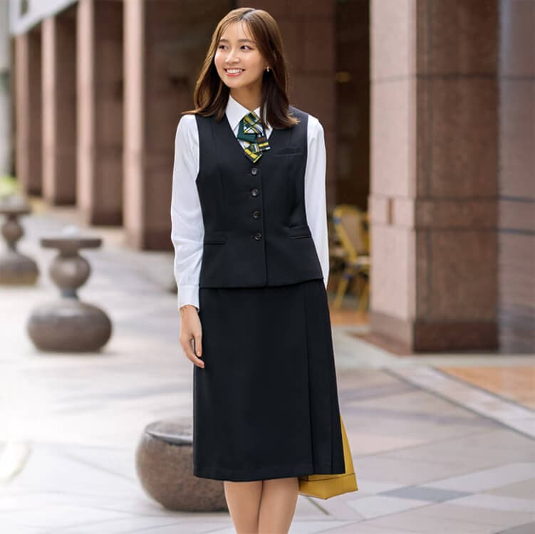 事務服スカート プリーツタイプ ストレッチニット素材 上品なチェック柄 オフィスユニフォーム