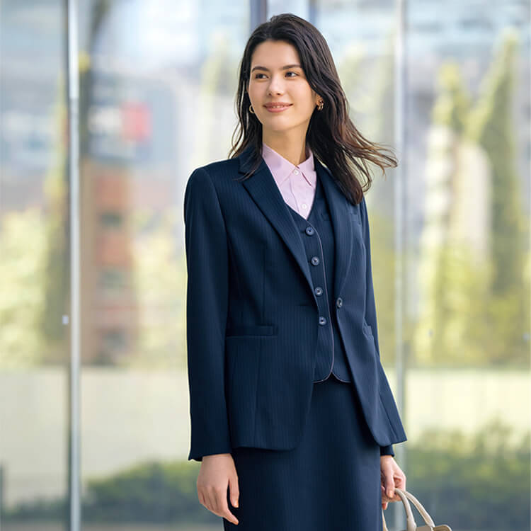 軽量ニット素材のオフィス制服ジャケット｜レディース事務服・ユニフォーム SEL2528