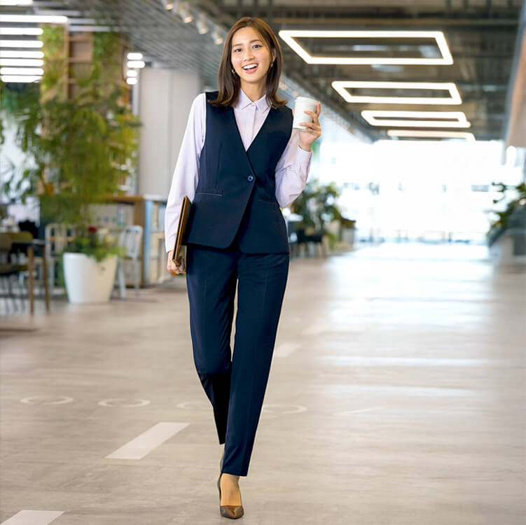 オフィス制服パンツ ストライプ柄｜通年使える事務服ユニフォーム