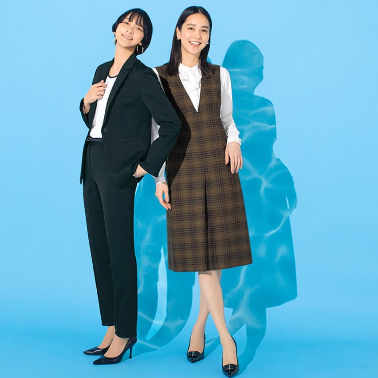 事務職・受付向けジャンパースカート｜落ち着いた印象の秋冬オフィス制服