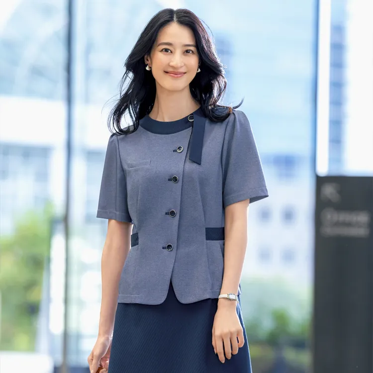 【ちゃま】セロリー 事務服 11号 オーバーブラウス スカート ネイビー 事務服オーバーブラウス｜セロリー・UVカット・清潔感が続く 汚れ除去