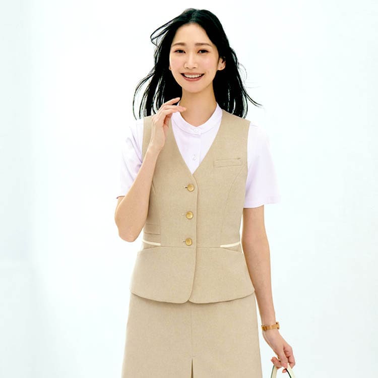 事務服 ベスト 通販 ヤギコーポレーション U52150 夏用 リネンライク素材 背抜き仕様 ストレッチで動きやすい eユニフォーム