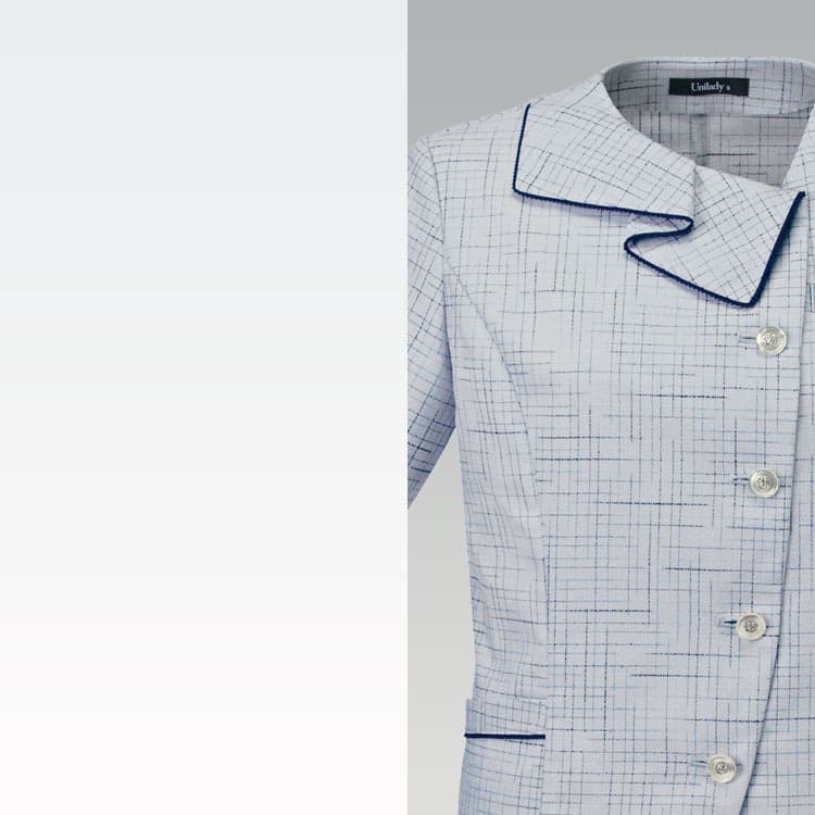 オフィス制服 U82650 オーバーブラウス ミストヴェールツイード 軽量でストレッチ抜群の可愛い夏用ユニフォーム