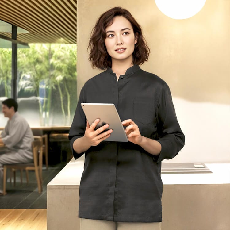 飲食店制服 シャツ 業務用ユニフォーム 七分袖