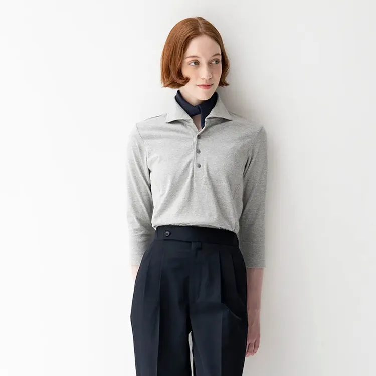 セブンユニフォーム 2696 綿100% 飲食店制服 七分袖 業務ポロシャツ