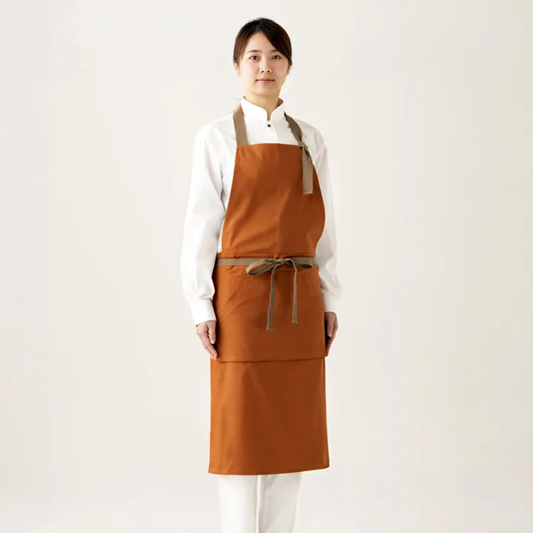 カフェ制服 セブンユニフォーム QT7355 胸当てエプロン 綿100％ オックスフォード素材 eユニフォーム