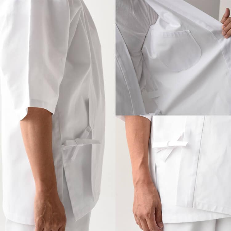 ハッピ白衣・和食店コート・ホール制服・和風レストラン・おしゃれデザイン・厨房用白衣