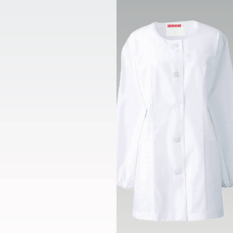 カゼン 740 吸汗素材・レディース・調理白衣・長袖タイプ・調理服・食堂・厨房スタッフ向け白衣
