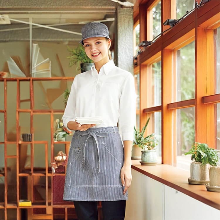 店舗販売スタッフユニフォーム・飲食店帽子・キャップ・ストライプ柄・eユニフォーム