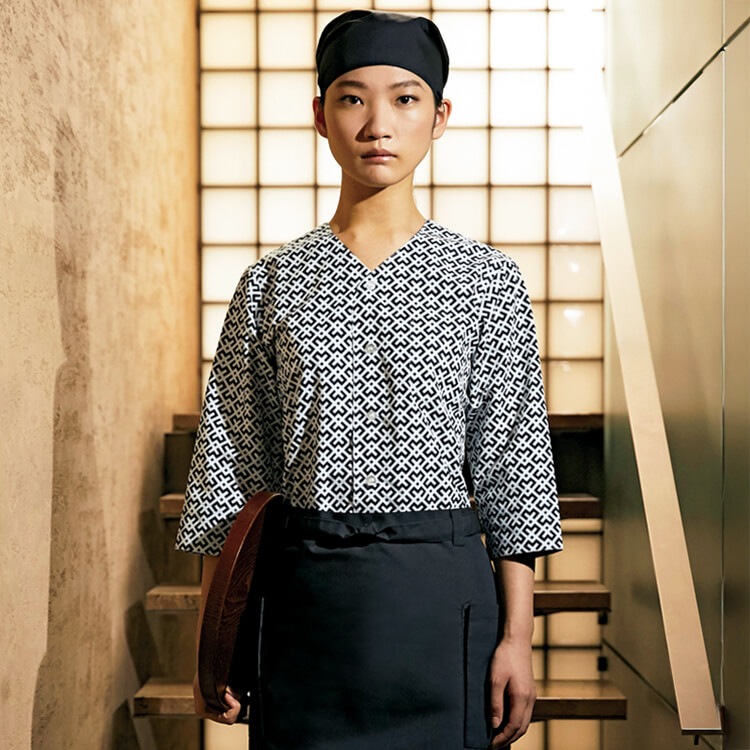 カゼンAPK556・七分袖・和風ユニフォーム・居酒屋制服・蕎麦屋や和食レストランにもおすすめ・eユニフォーム