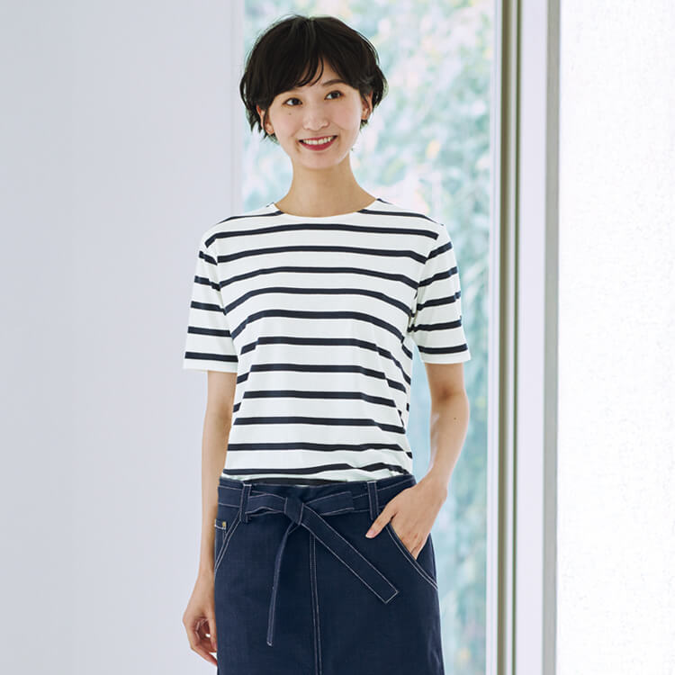 飲食店制服・ボーダー・スタッフTシャツ・男女兼用・半袖