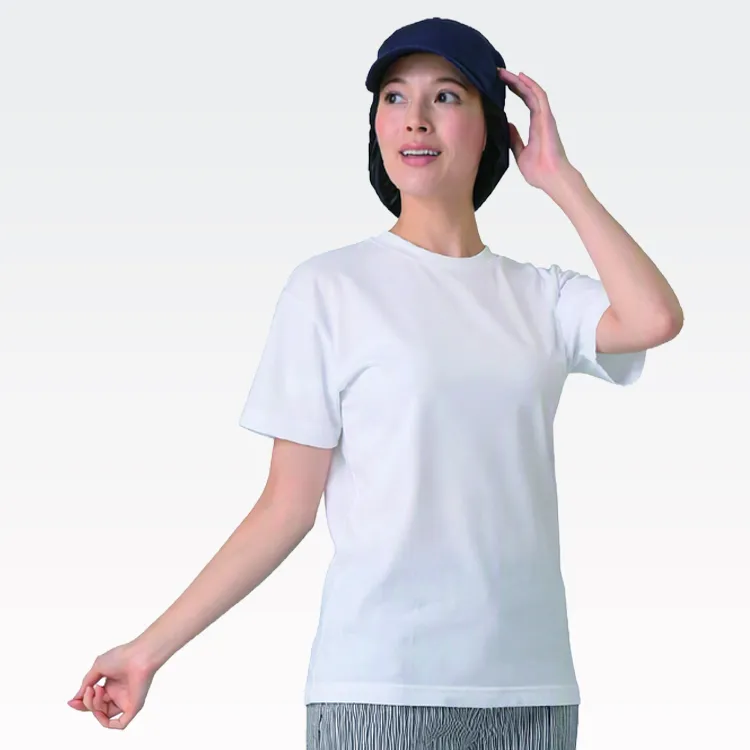 食品工場作業着の下に着るウェア HACCP対応 体毛落下防止ネット付き Tシャツ
