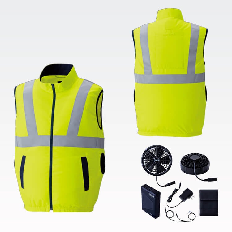 空調服25V フルセット－高視認性安全服ベスト・道路工事作業服や警備服