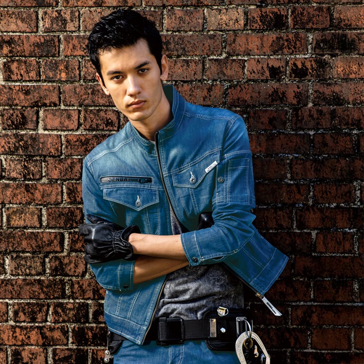 作業着デニムブルゾン夏服