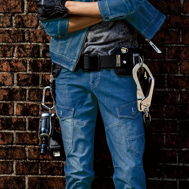 作業着デニムカーゴパンツ夏服