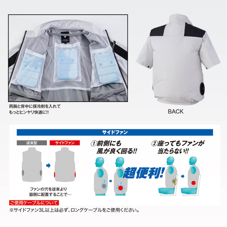 空調服フルセット 半袖｜ファン付き作業着・25Vバッテリーファン付き