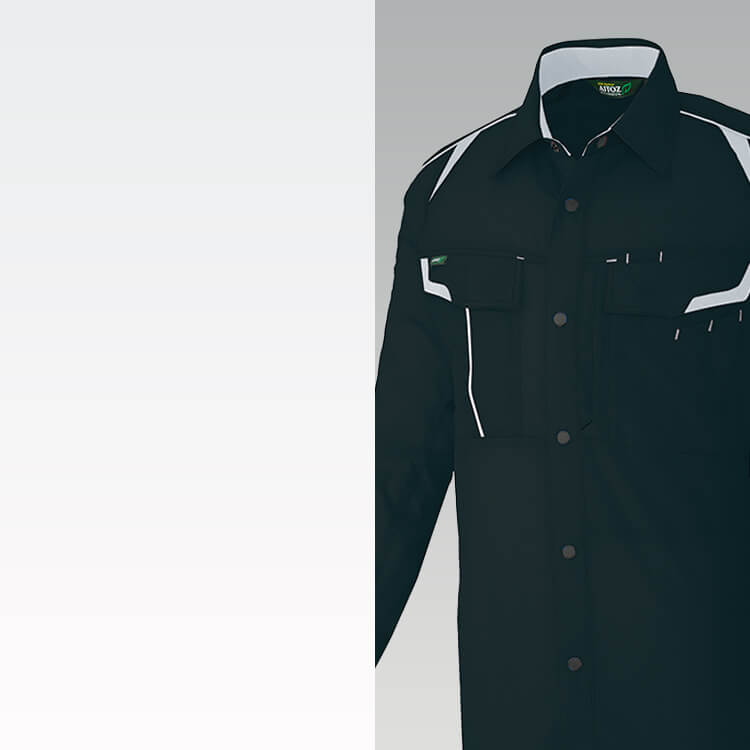 エコマーク認定素材を採用した作業服長袖シャツ 帯電防止で快適