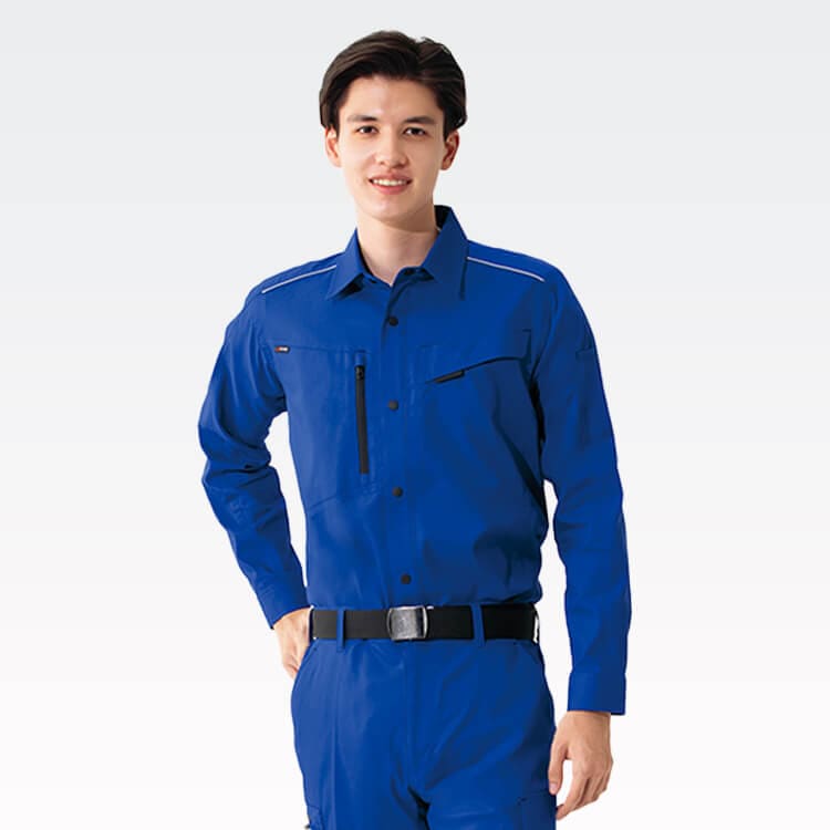 アイトス・AZ3335・長袖シャツ・男女兼用・帯電防止・ストレッチ・軽量・作業服・秋冬ユニフォーム