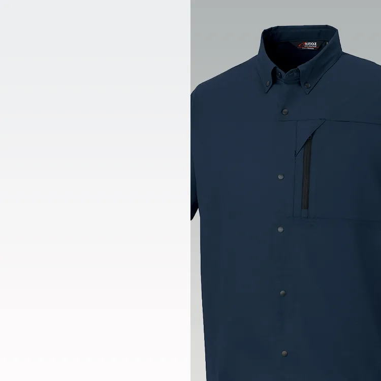 ニュームービンカット採用の 作業シャツ 半袖 3337 アイトス 夏服