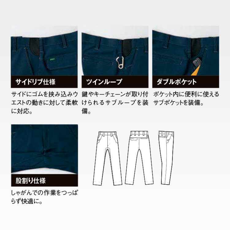 アイトス作業服・AZ-3520・ワークパンツ・エコマーク認定素材・ストレッチ・帯電防止・男女兼用・リサイクル作業着