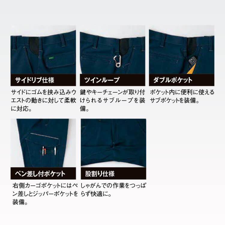 SDGs企業作業服・カーゴパンツ・ストレッチ・エコマーク認定作業着・帯電防止・男女兼用・軽量ズボン