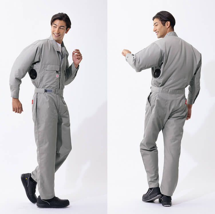 ツナギタイプ　空調服　Ｍサイズ ファン、バッテリーセット 空調服つなぎ服－「25Vバッテリーファンセット」帯電防止・ファン付き