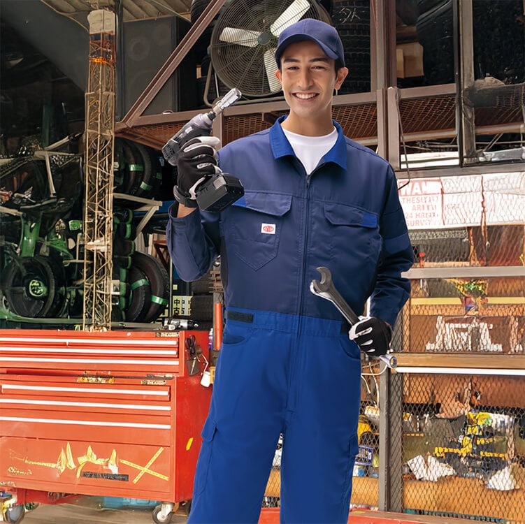 空調服つなぎ服－25Vバッテリーファンセット・ファン付き作業着「帯電