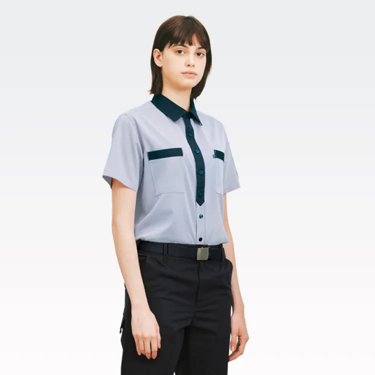 おしゃれ 清掃員制服 作業シャツ半袖 ビルメンテナンスユニフォーム