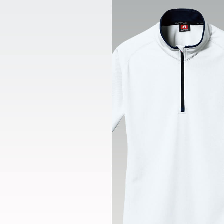 動きやすいストレッチ半袖ポロシャツ バートル作業服｜ジップアップで着脱簡単