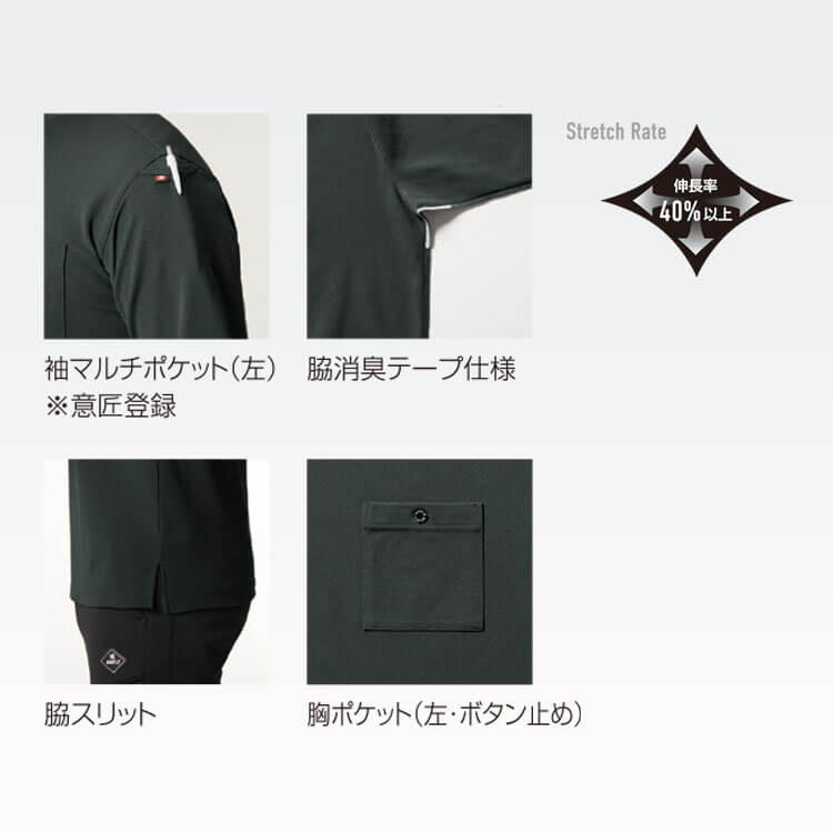 作業服インナー半袖・現場対応・屋内外重ね着対応・Tシャツ・スタッフ用ユニフォーム