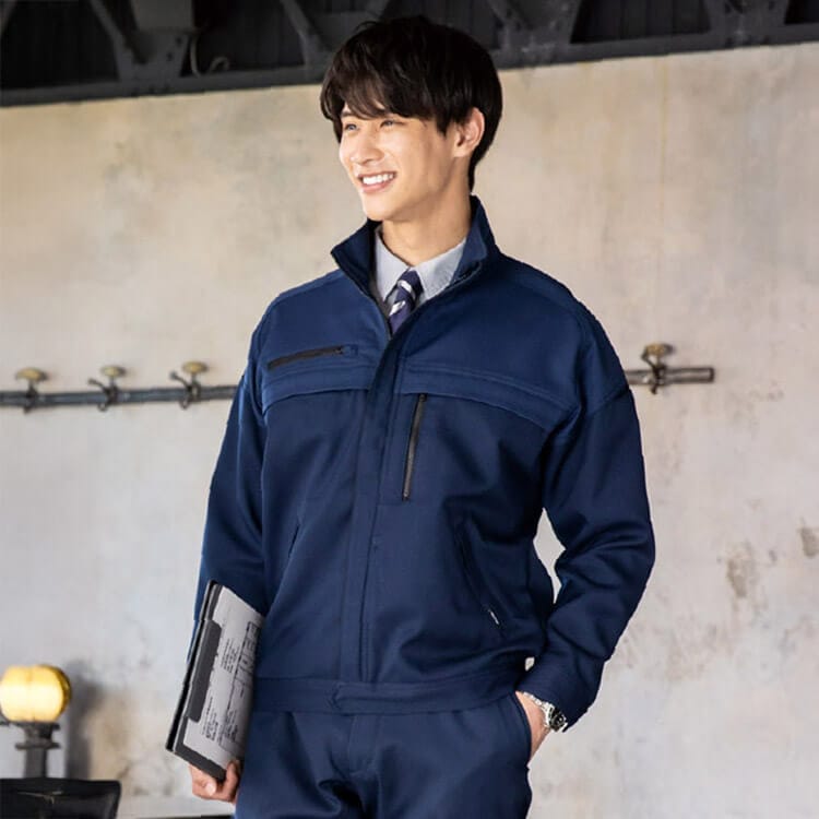 作業服ブルゾン・エコ素材・ストレッチ・防寒・男女兼用・環境配慮ウェア【e-UNIFORM】