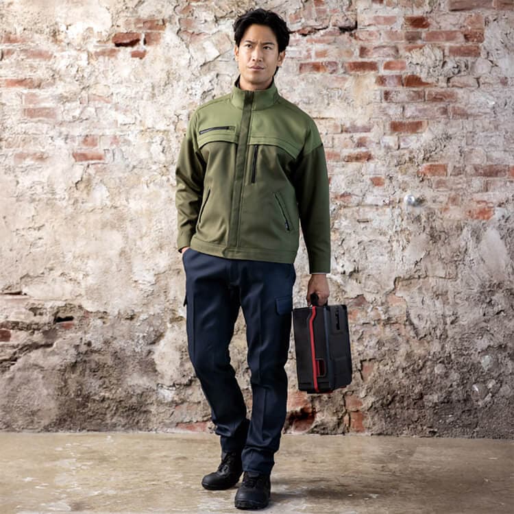 エコマーク認定作業服ズボン・裏綿ストレッチ・カーゴパンツ・メンズ・レディース・ストレッチ・JIS帯電防止・吸汗速乾【e-UNIFORM】