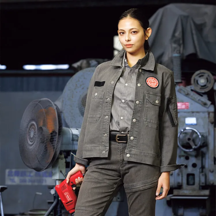 中塚被服 かっこいい作業服 ジャケット D524 トラッカージャケット ストレッチデニム 綿99％ eユニフォーム
