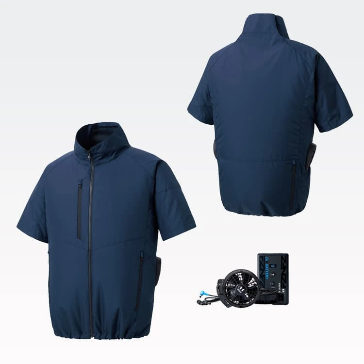バッテリーGB424・ファンGF3 　VOLT COOL 半袖 空調風神服 L 空調風神服フルセット 半袖｜ファン付き作業服・男女兼用「24V