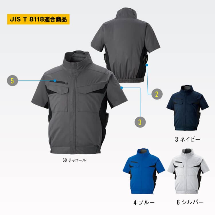 ファン付き作業着 半袖｜空調風神服セット・2026年最新モデル・30V