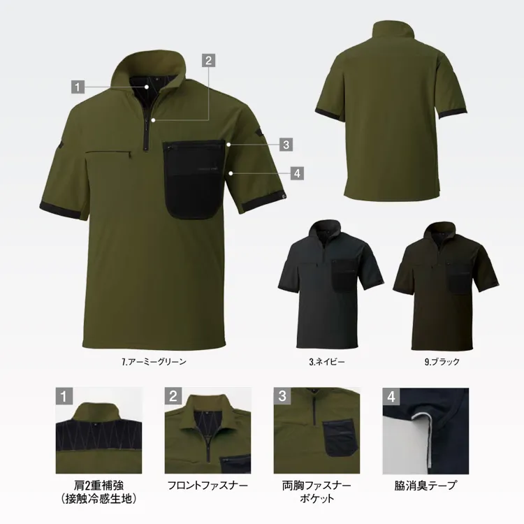 ヴィンテージライクなデザインでオンオフ使える半袖ポロシャツ作業着 サンエス 作業服 夏服