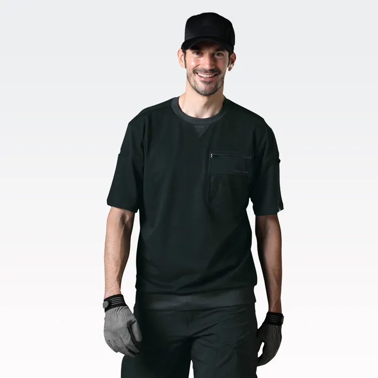 軽量で肌離れが良い作業着半袖 Tシャツ JIS T8118 帯電防止適合 作業服インナー 夏用 サンエス
