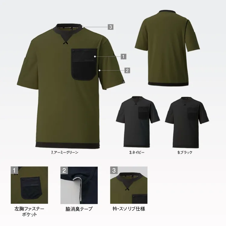 ヴィンテージライクなデザインでオンオフ使える半袖Tシャツ 作業服 インナー 夏用 サンエス