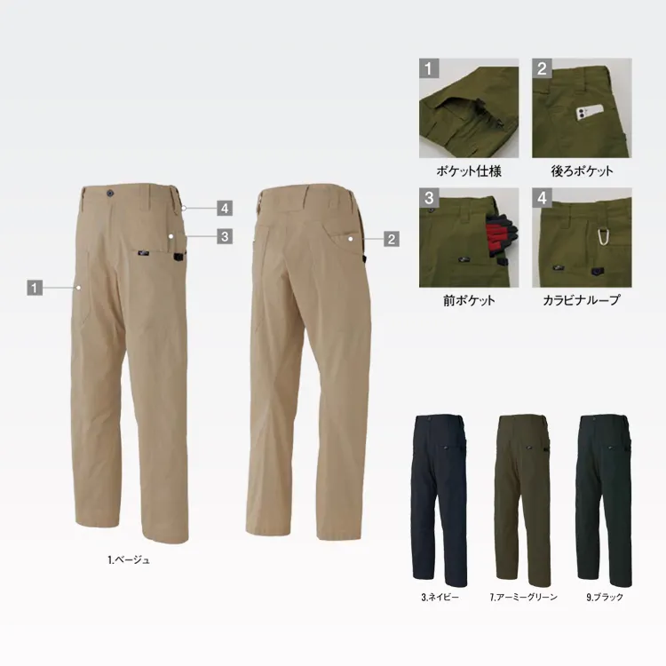 製品洗い加工で風合いのある綿キャンバス ストレッチパンツ 作業服 サイドポケット付き サンエス