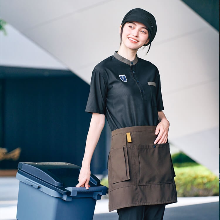 クリーンスタッフ向きシャツ・清掃員作業着・男女兼用・涼しいニット・セロリー・6360