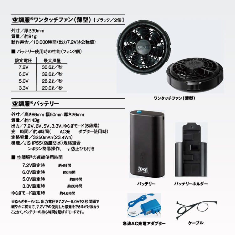 空調服 涼しい作業着ベスト｜7.2Vセット。ストレッチ素材と最軽量級