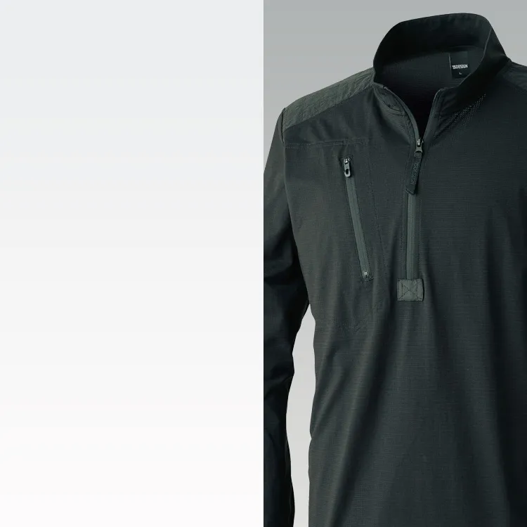 ドット状通気孔と消臭ナイロン糸で涼しく快適な長袖 ワークシャツ。作業服シャツ 夏用