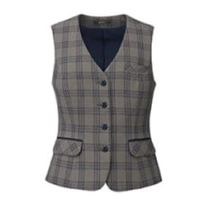 チェック柄・事務服ベスト｜上品・きれい見え・オフィスユニフォーム