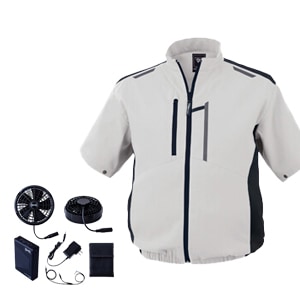 空調服セット 半袖｜ファン付き作業着・保冷剤ポケット付き・25V