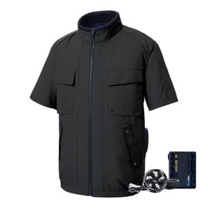 空調風神服フルセット｜ファン付きウェア・半袖・強風30V・企業の熱中
